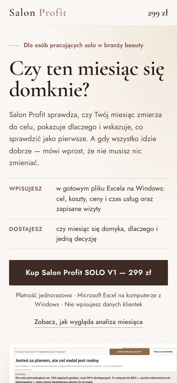 Strona salonprofit.pl na telefonie